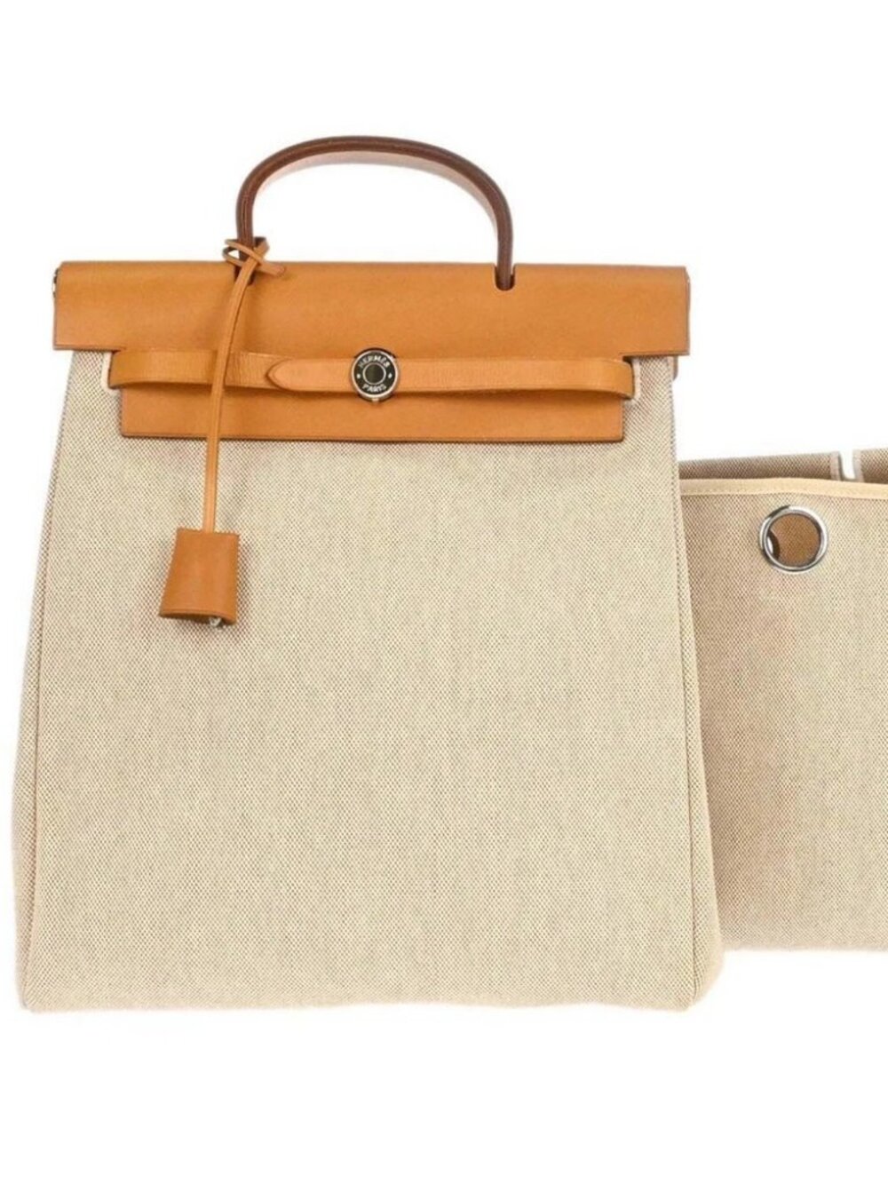 Hermes Natural Toile H Herbag a Dos 2 in 1 Backpack C□C